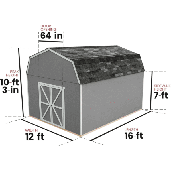 Hudson 12 ft. W x 16 ft. D Wood Storage Shed - Image 6