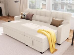 Reversible Sectional Sofa Couch, Sleeper Sofa Bed with Storage Chaise Pull Out Couch