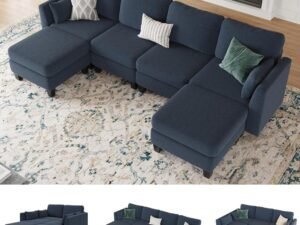 Modular Sectional Sofa, Convertible U Shaped Sofa Couch with High Density Memory Foam, 6 Seat Comfy Modular Sofa Couch
