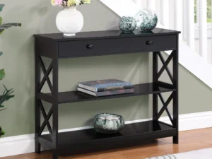 Oxford 1-Drawer Console Table, Black Wood finish