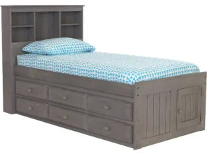 Twin Size Bed Frame with Headboard Bookcase & 6 Drawers