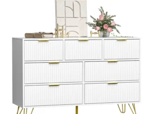Dresser for Bedroom, White Bedroom Dresser with 7 Drawers, Modern Wide Dresser