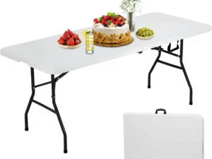 Niamvelo 6ft folding table portable plastic indoor outdoor camping dining table