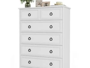 Modern 6 Drawer Dresser, Tall Storage Cabinet Chest of Drawers for Living Room Bedroom